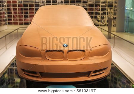 MUNICH, GERMANY - JUNE 17, 2012: Bmw 3Rd Series Clay Model On Stand In Bmw Museum on June 17th , 201