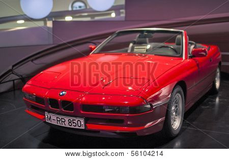 MUNICH, GERMANY - JUNE 17, 2012: Bmw 850 -series Car On Stand In Bmw Museum in June 17th , 2012 in M