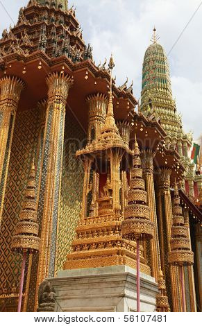 closeup the beautiful Buddhist temple gable at Thailand 