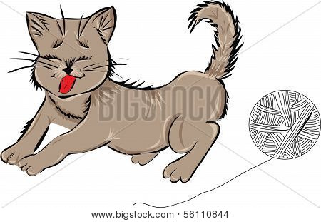 Kitten with ball