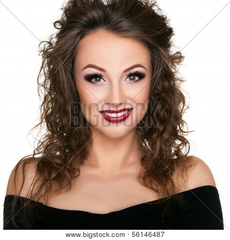 Beautiful Smiling Woman On White Background