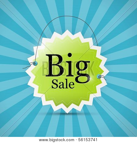 Retro Vector Blue, Green Big Sale Label Background