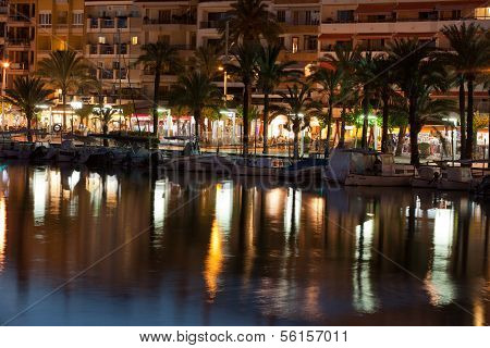 Alcudia marina at night in  Majorca Spain