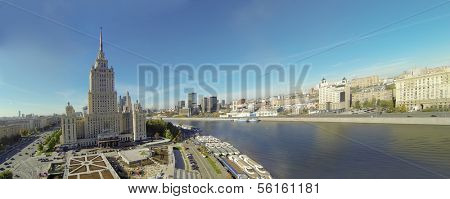 MOSCOW - OCT 12: Reconstruction Square near the monument to Taras Shevchenko (unmanned drone view) on October 12, 2013 in Moscow, Russia.