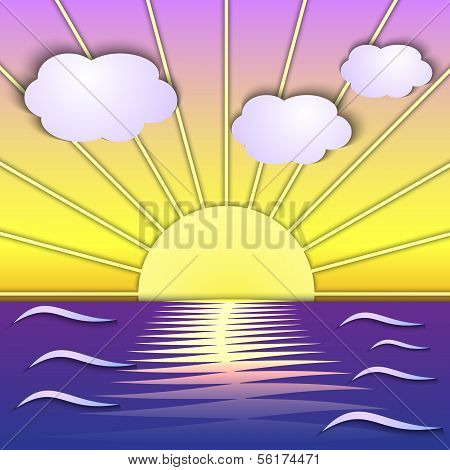 Vector abstract sea sunrise scene