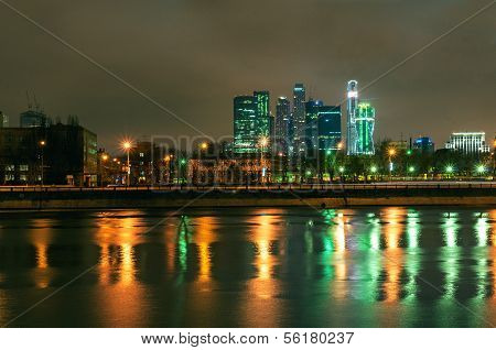 Moscow International Business Center -moscow City Scyscapers Cityscape At Night