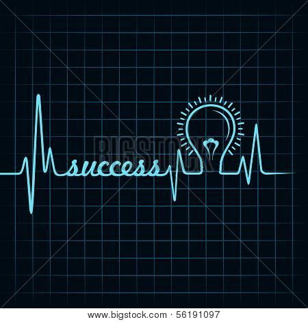 Herzschlag machen Erfolg Wort und GlÃ¼hbirne