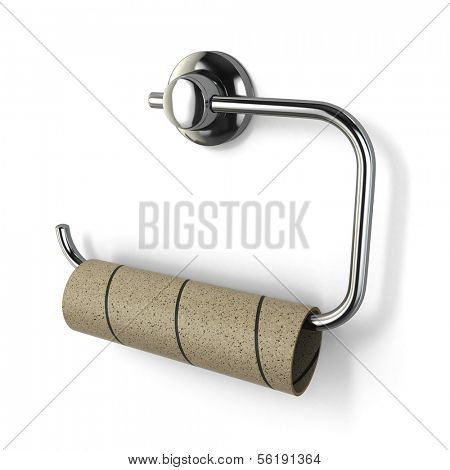 Empty toilet paper roll on white isolated background. 3d