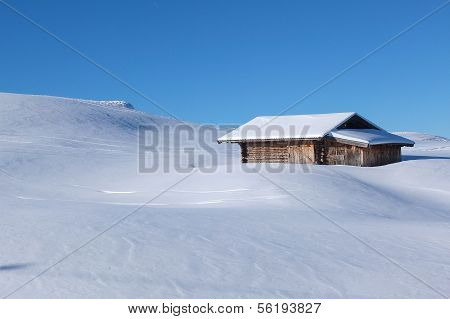 Typical Wooden Challet In The Dolomites