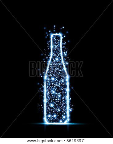 Abstract Bottles With Grunge Splashes And Light