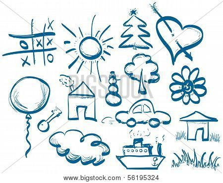 Hand drawing symbols set