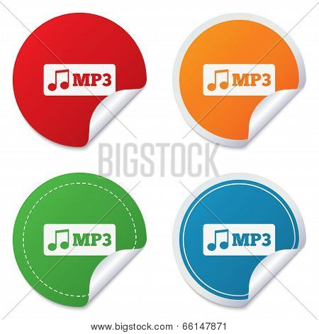 Mp3 music format sign icon. Musical symbol.