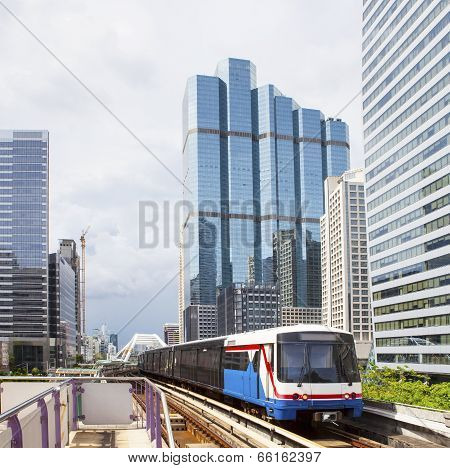Bts Electric Railway Sky Train At Bangkok Thailand Sky Train Most Popular Mass Metropolitan Transpor