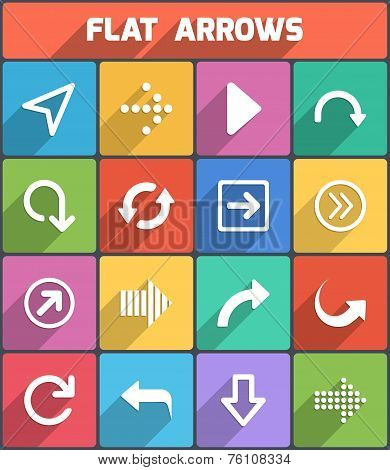 Flat arrows for web and mobile. Vector