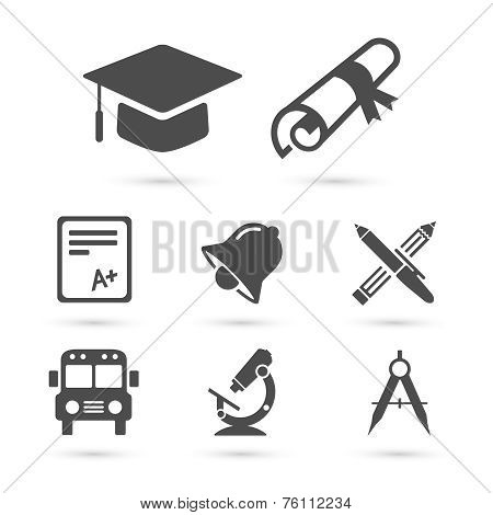Education school Icons on white. Vector elements