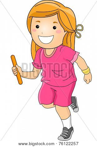 Illustration Featuring a Girl Participating in a Relay Race