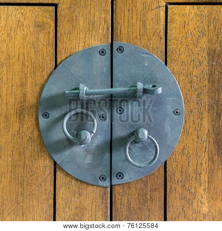 Vintage black Latch on wood cupboard