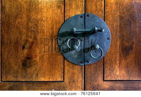 Vintage black Latch on wood cupboard