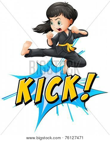 Karate kik with girl and wording