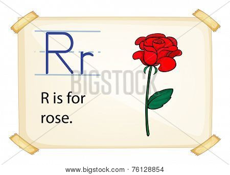 A letter R for rose n a white background 