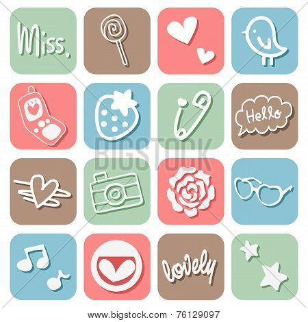 Sweet Cute Icons Set