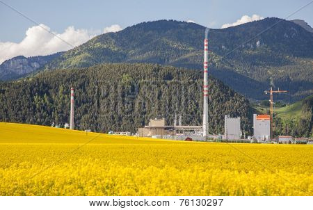 Factory Mondi In Town Ruzomberok, Slovakia