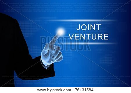 Business Hand Clicking Joint Venture Button On Touch Screen