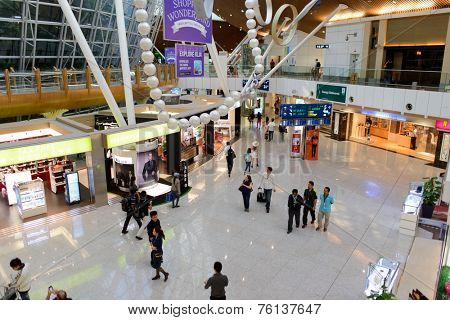 KUALA LUMPUR-MAY 06: airport interior on MAY 06, 2014 in Kuala Lumpur, Malaysia. Kuala Lumpur International Airport is Malaysia's main airport and one of the major airports of South East Asia