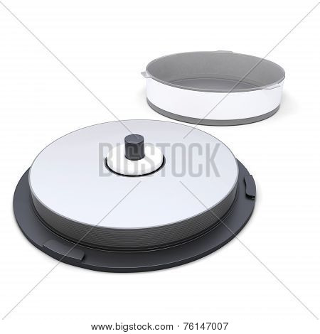 Cd Stack Case Plastic Spindle Open Isolated On White Background.