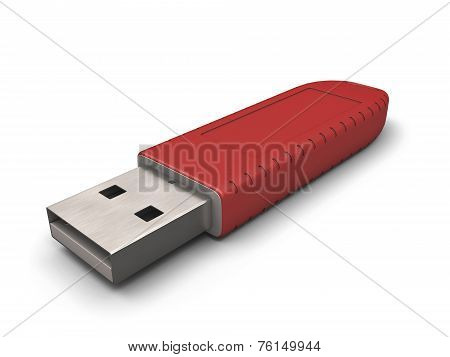 Red Usb Flash Drive Isolated On White