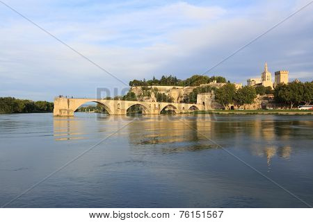 Avignon Bridge With Popes Palace, Pont Saint-benezet, Provence, France