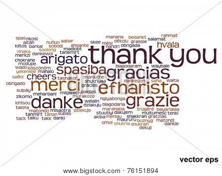 Vector concept or conceptual abstract thank you word cloud in different languages or multilingual for education or Thanksgiving Day