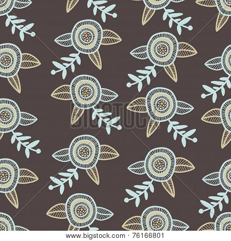 Design flower hand drawn style seamless pattern