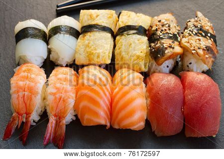 lunch with  sushi dish