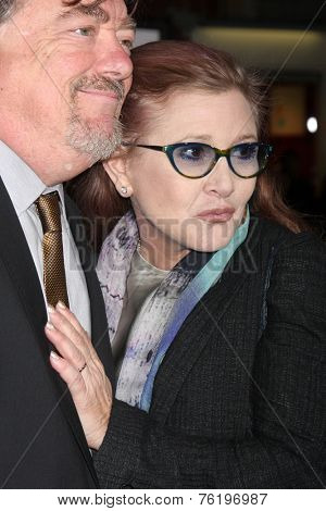 LOS ANGELES - NOV 3:  Carrie Fisher at the Dumb and Dumber To Premiere at the Village Theater on November 3, 2014 in Los Angeles, CA