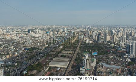 Panorama from an observation platform of hotel Bayok skay (Baiyoke Sky) in Bangkok, Thailand