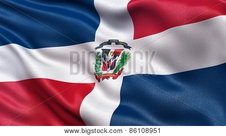 Beautiful flag of the Dominican Republic waving in the wind