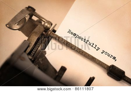 Vintage Inscription Made By Old Typewriter