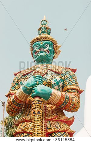 Side view of green giant