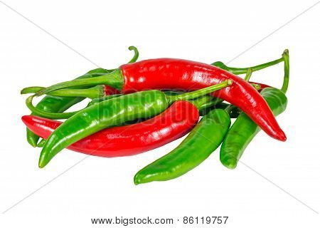 Group Of Chili Pepper Isolated On A White Background