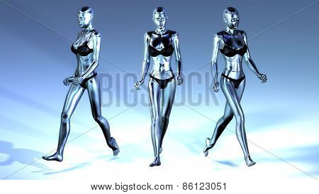 Digital 3D Illustration Of Walking Manikins