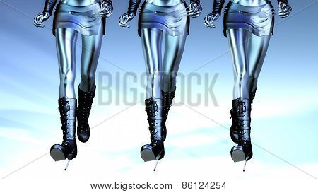 Digital 3D Illustration Of Walking Manikins