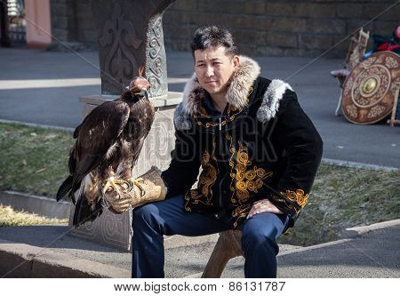 Kazakh Man With Falcon