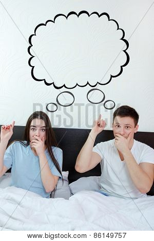 Surprised Couple Showing Up At Empty Copyspace Place Cloud