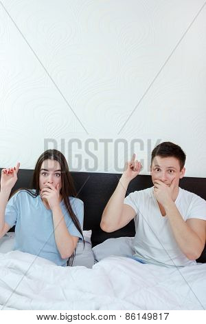 Surprised Couple Showing Up At Empty Copyspace Place Cloud
