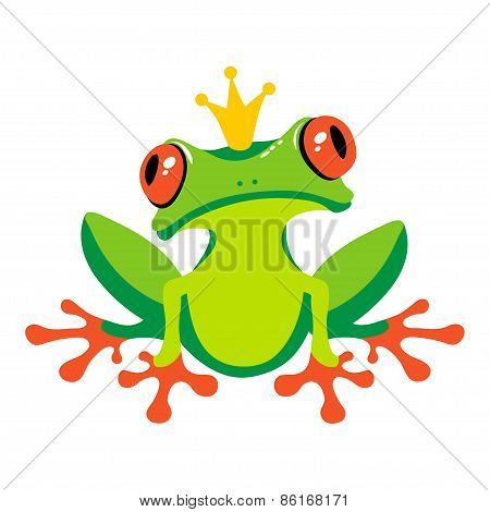 Cartoon isolated frog with crown