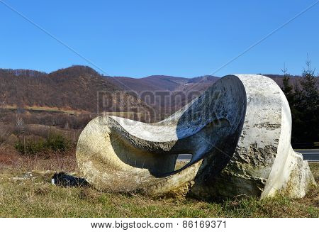 Oval Stone By The Side Of The Road