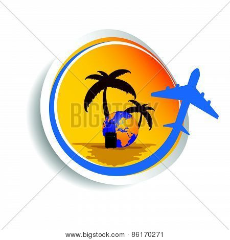 Sticker Travel Color Vector