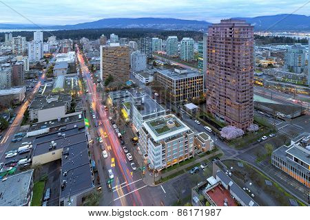 Vancouver Bc Cityscape At Dusk