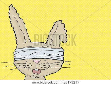 Blinfolded Rabbit Over Yellow